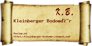 Kleinberger Bodomér névjegykártya